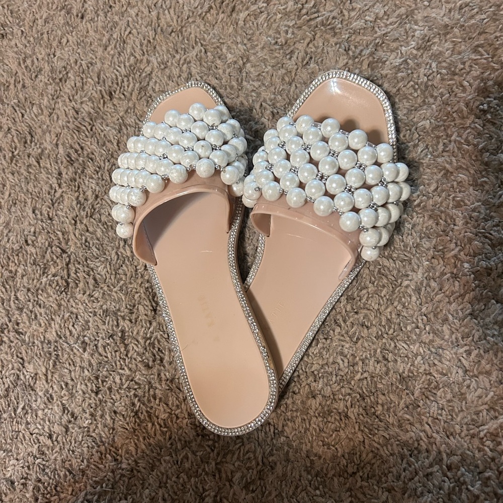 Kelly & Katie Blush & Pearl sparkly sandals